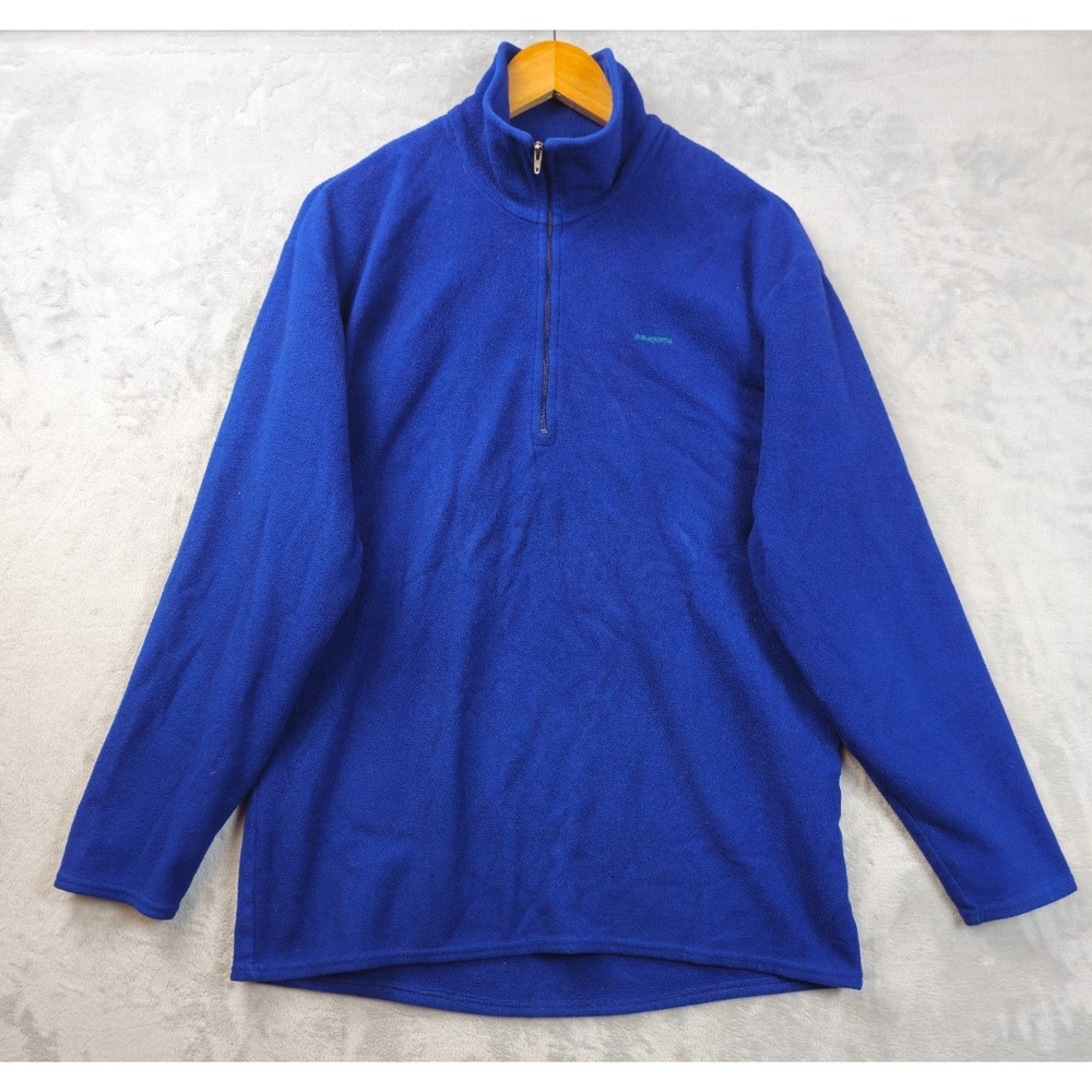 Vintage Patagonia Mens Fleece Size Large 1/4 Zip Blue Embroidered